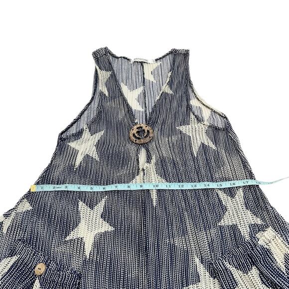 Paradise Blue & White Stars Slither Away Open Knit Swimsuit Beach Coverup, M/L - Picture 11 of 15